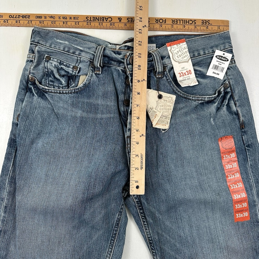 Vtg New Old Navy‎ Baggy Jeans Mens 33x30 Light Blue Y2K Straight Wide Leg Loose - Picture 4 of 16